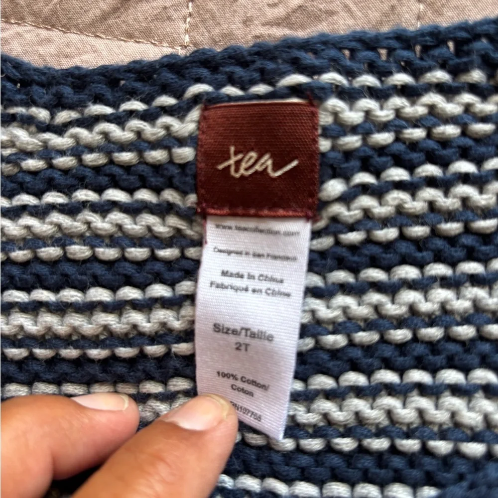 Tea Collection Blue and White Striped Sweater